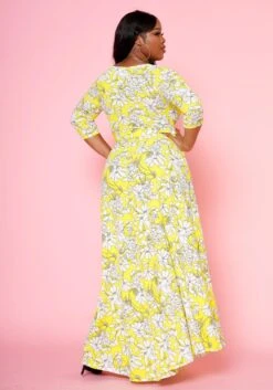 Plus Size Fit & Flare Floral Print Belted Maxi Dress -FemiLook Sales Store 2020893 003 3