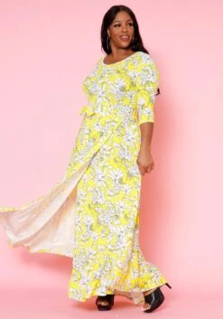 Plus Size Fit & Flare Floral Print Belted Maxi Dress -FemiLook Sales Store 2020893 003 4