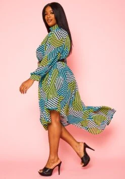 Plus Size Multi Striped Asymmetric Maxi Dress -FemiLook Sales Store 2020934 001 3