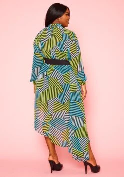 Plus Size Multi Striped Asymmetric Maxi Dress -FemiLook Sales Store 2020934 001 4