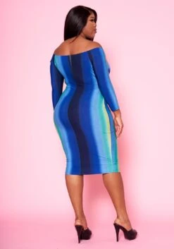 Plus Size Gradient Print Tie Front Bodycon Dress -FemiLook Sales Store 2020972 002 4