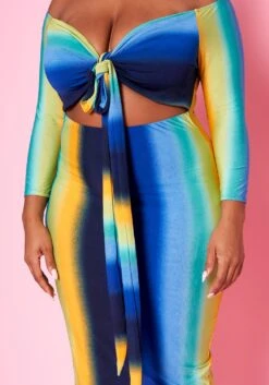 Plus Size Gradient Print Tie Front Bodycon Dress -FemiLook Sales Store 2020972 002 5