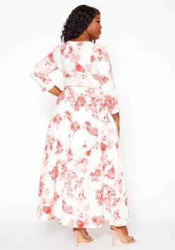 Plus Size Antique Floral Print Crop Top & Maxi Skirt Set -FemiLook Sales Store 2020990 001 5