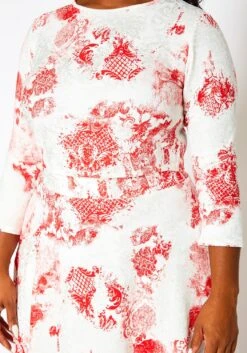 Plus Size Antique Floral Print Crop Top & Maxi Skirt Set -FemiLook Sales Store 2020990 001 6