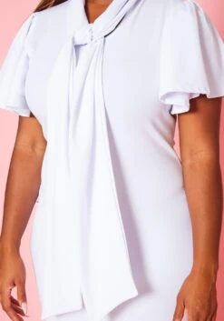 Plus Size Front Collar Tie Bodycon Midi Dress -FemiLook Sales Store 2021005 002 4