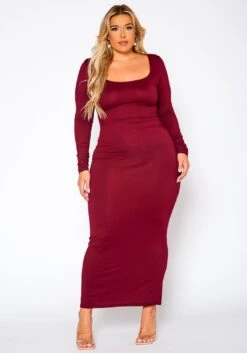 Plus Size Essential Long Sleeve Maxi Dress -FemiLook Sales Store 2021014 002 2