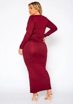 Plus Size Essential Long Sleeve Maxi Dress -FemiLook Sales Store 2021014 002 4
