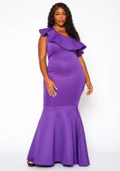 Plus Size One Shoulder Mermaid Maxi Dress -FemiLook Sales Store 2021065 001 1
