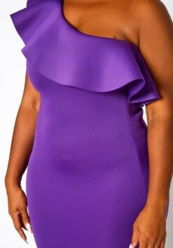 Plus Size One Shoulder Mermaid Maxi Dress -FemiLook Sales Store 2021065 001 6