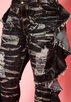 Plus Size Acid Washed Ruffle Hem Denim Jeans -FemiLook Sales Store 2021117 001 5