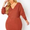 Plus Size Ribbed Knit Dolman Sleeve Mini Dress -FemiLook Sales Store 2021158 002 2