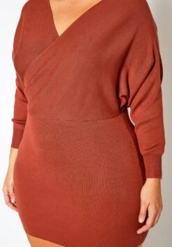 Plus Size Ribbed Knit Dolman Sleeve Mini Dress -FemiLook Sales Store 2021158 002 5