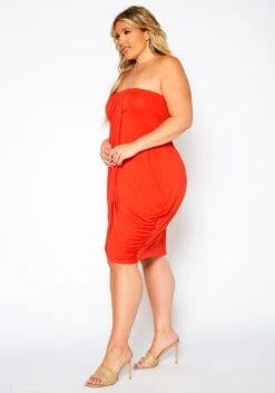 Plus Size Draped Tube Mini Dress -FemiLook Sales Store 2021175 001 2