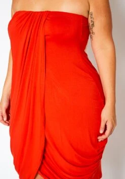Plus Size Draped Tube Mini Dress -FemiLook Sales Store 2021175 001 4