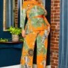 Plus Size Multi Pattern Long Sleeve Top & Pants Set -FemiLook Sales Store 2021190 001 1