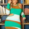 Plus Size Abstract Stripe Knit Mini Dress