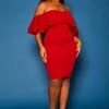 Plus Size Off Shoulder Ruffle Sleeve Mini Dress -FemiLook Sales Store 2021271 001 1