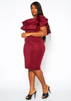 Plus Size Ruffle Hem Cocktail Dress -FemiLook Sales Store 2021278 001 2