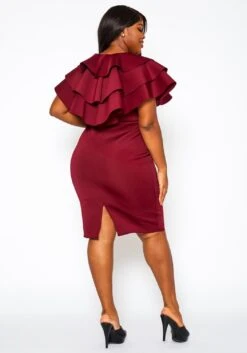 Plus Size Ruffle Hem Cocktail Dress -FemiLook Sales Store 2021278 001 3