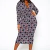 Plus Size Abstract Pattern Bodycon Midi Dress
