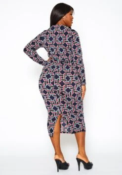 Plus Size Abstract Pattern Bodycon Midi Dress -FemiLook Sales Store 2021293 001 3