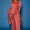 Plus Size High Low Peplum Top & Pants Set -FemiLook Sales Store 2021307 002 1