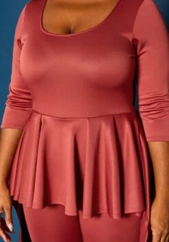 Plus Size High Low Peplum Top & Pants Set -FemiLook Sales Store 2021307 002 5