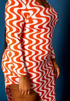 Plus Size Geometric Pattern High Low Maxi Dress -FemiLook Sales Store 2021311 001 4