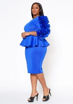 Plus Size Ruffle Hem Peplum Dress -FemiLook Sales Store 2021315 008 2