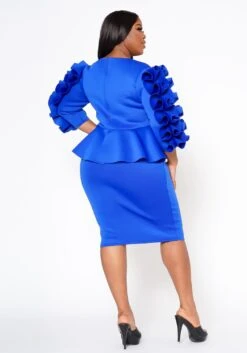 Plus Size Ruffle Hem Peplum Dress -FemiLook Sales Store 2021315 008 3