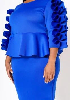 Plus Size Ruffle Hem Peplum Dress -FemiLook Sales Store 2021315 008 4