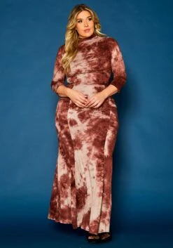 Plus Size Tie Dye Crop Top & Mermaid Flare Skirt -FemiLook Sales Store 2021316 002 2