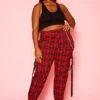 Plus Size Tartan Plaid Cargo Pants -FemiLook Sales Store 2021321 001 0