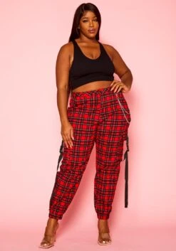 Plus Size Tartan Plaid Cargo Pants