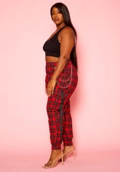 Plus Size Tartan Plaid Cargo Pants -FemiLook Sales Store 2021321 001 3