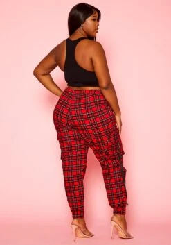 Plus Size Tartan Plaid Cargo Pants -FemiLook Sales Store 2021321 001 4