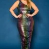 Plus Size Rainbow Chrome Maxi Dress