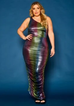 Plus Size Rainbow Chrome Maxi Dress -FemiLook Sales Store 2021336 001 2