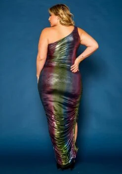 Plus Size Rainbow Chrome Maxi Dress -FemiLook Sales Store 2021336 001 4