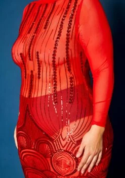 Plus Size Sequin Hem Mesh Bodycon Dress -FemiLook Sales Store 2021337 001 5