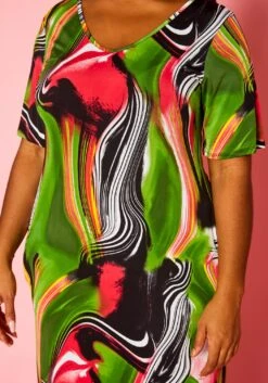 Plus Size Abstract Print Maxi Dress -FemiLook Sales Store 2021397 001 4