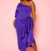 Plus Size One Sleeve Drape Front Gown -FemiLook Sales Store 2022410 001 2