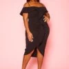 Plus Size Off Shoulder Drape Front Cocktail Dress -FemiLook Sales Store 2022414 001 0