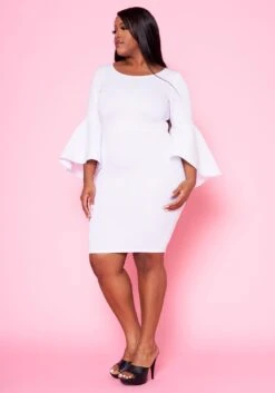Plus Size Angel Sleeve Mini Dress -FemiLook Sales Store 2022458 001 2