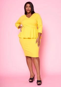 Plus Size Peplum Flare Mini Dress
