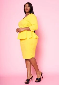 Plus Size Peplum Flare Mini Dress -FemiLook Sales Store 2022468 002 2