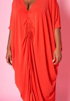 Plus Size Ruched Dolman Sleeve Maxi Dress -FemiLook Sales Store 2022481 003 5