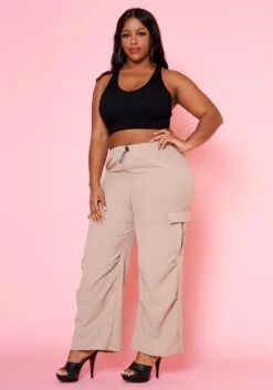 Plus Size Cargo Hem Straight Leg Pants -FemiLook Sales Store 2022496 002 2