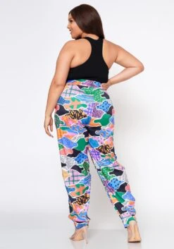 Plus Size Abstract Pattern Ankle Cuffed Pants -FemiLook Sales Store 2022538 001 4