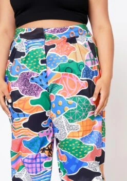 Plus Size Abstract Pattern Ankle Cuffed Pants -FemiLook Sales Store 2022538 001 5